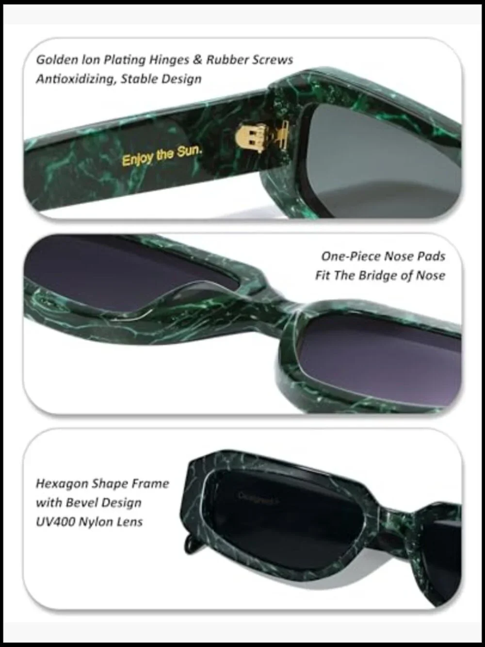 Unisex Retro Acetate Sunglasses UV Protection Nylon Lens